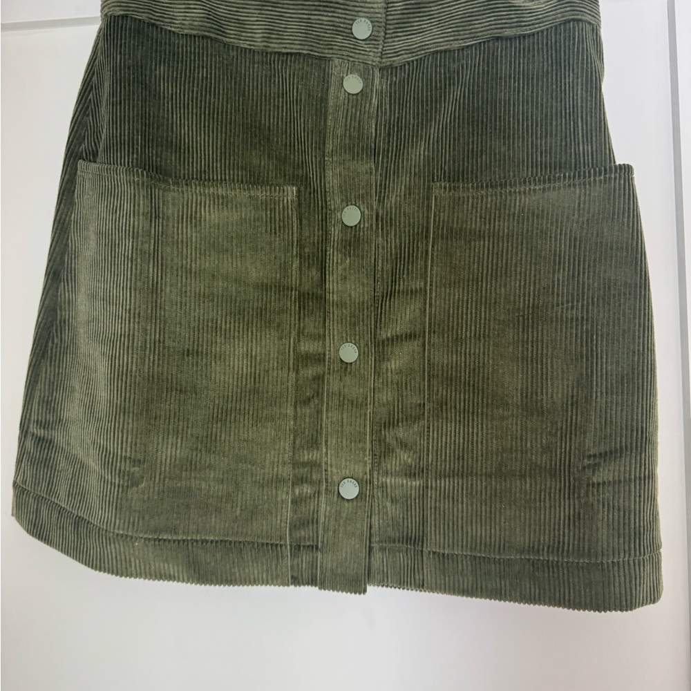 Ted Baker Olive Green Corduroy Button Front Skirt Size 2